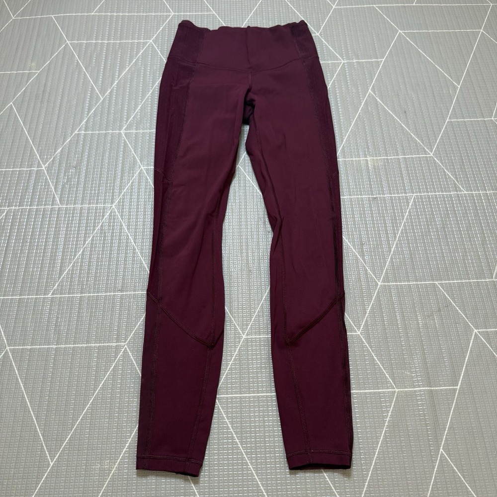 Lululemon Body Con Tight 6 Deep Rouge LW5AI8S Mesh Full Length Gym Run Train
